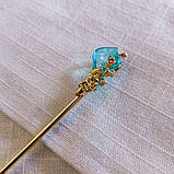 Металева шпилька для волосся "Блакитний Кристал", фото 2