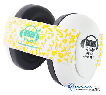 Навушники для дітей Em's 4 Bubs (0-18 міс), white + вибір кольору стрічки.