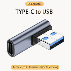 Перехідник адаптер кутовий Type C Female — USB 3.0 Male 10Gbps Graphite, метал