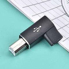 Кутовий перехідник адаптер USB Type-C Female — USB Type B Male Black (метал)