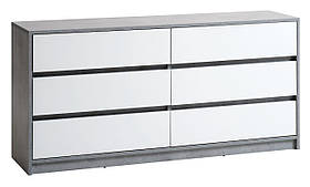 Комод великий на 6 шухляд білий/цемент bobi