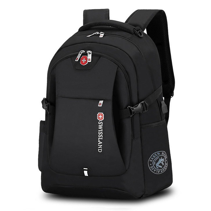 Рюкзак чоловічий Swissgear міський з ортопедичною спинкою, відділом для ноутбука, USB-портом (чорний), фото 1