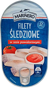 Філе оселедця Marinero в томатному соусі, 170 г, Польща, ж/б, з вітаміном Омега-3 (ОПТ від 1000 грн)