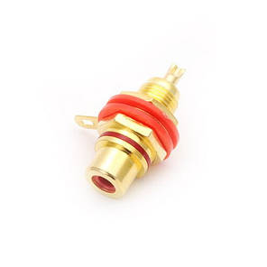 Аудіоадаптер конектор під паяння з роз'ємом RCA Female гніздо Red/Gold, фото 2