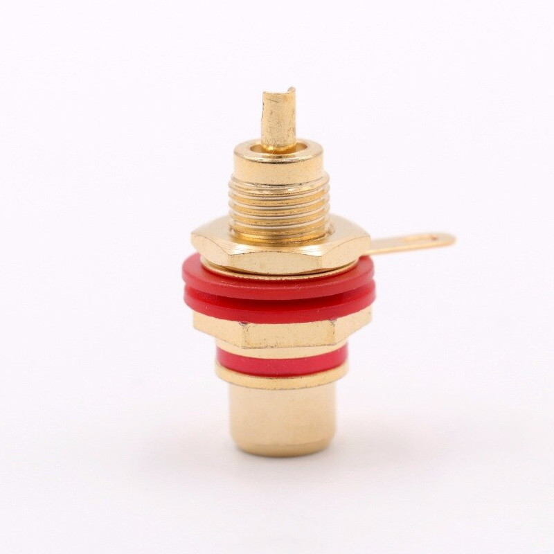 Аудіоадаптер конектор під паяння з роз'ємом RCA Female гніздо Red/Gold