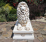 Садова фігура Лев великий зі штучного мармуру 115х66х145 см, фото 4