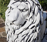 Садова фігура Лев великий зі штучного мармуру 115х66х145 см, фото 7