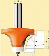 Фрези CMT радіусна з підшипником для обробки штучного каменю D50,8-l31,75-L81,3-T25,4-A15-R12,7-d12