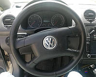 Износостойкий чехол на руль Volkswagen Caddy 2004-2010 со спицами черный термокаучук Фольксваген Кадди