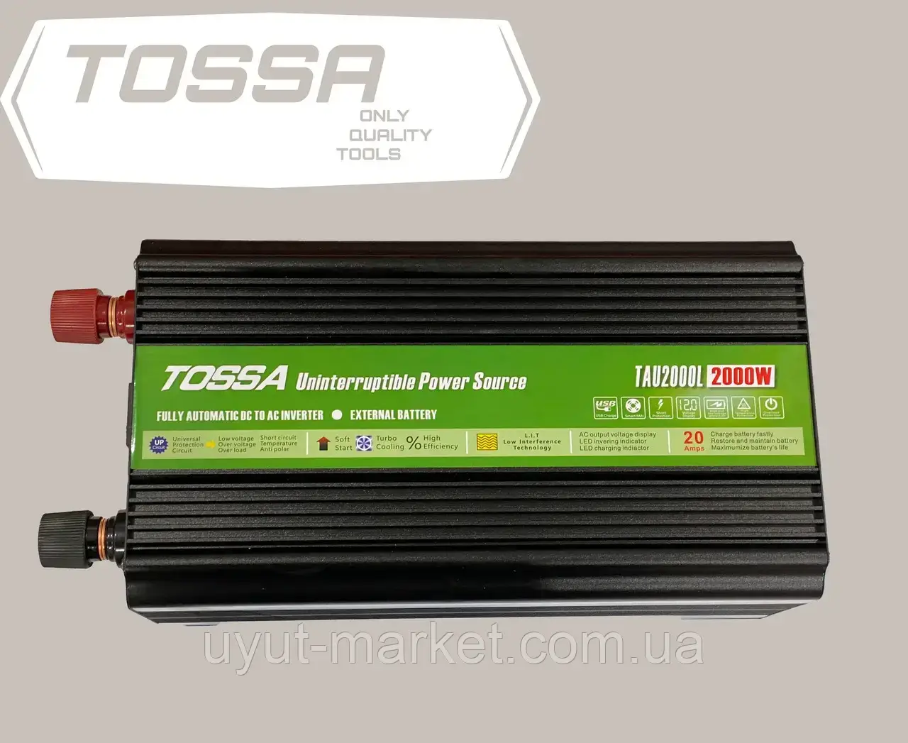 Інвертор напруги 2000W Tossa TAU2000L з функцією UPS, модифікована синусоїда зарядка 2в1