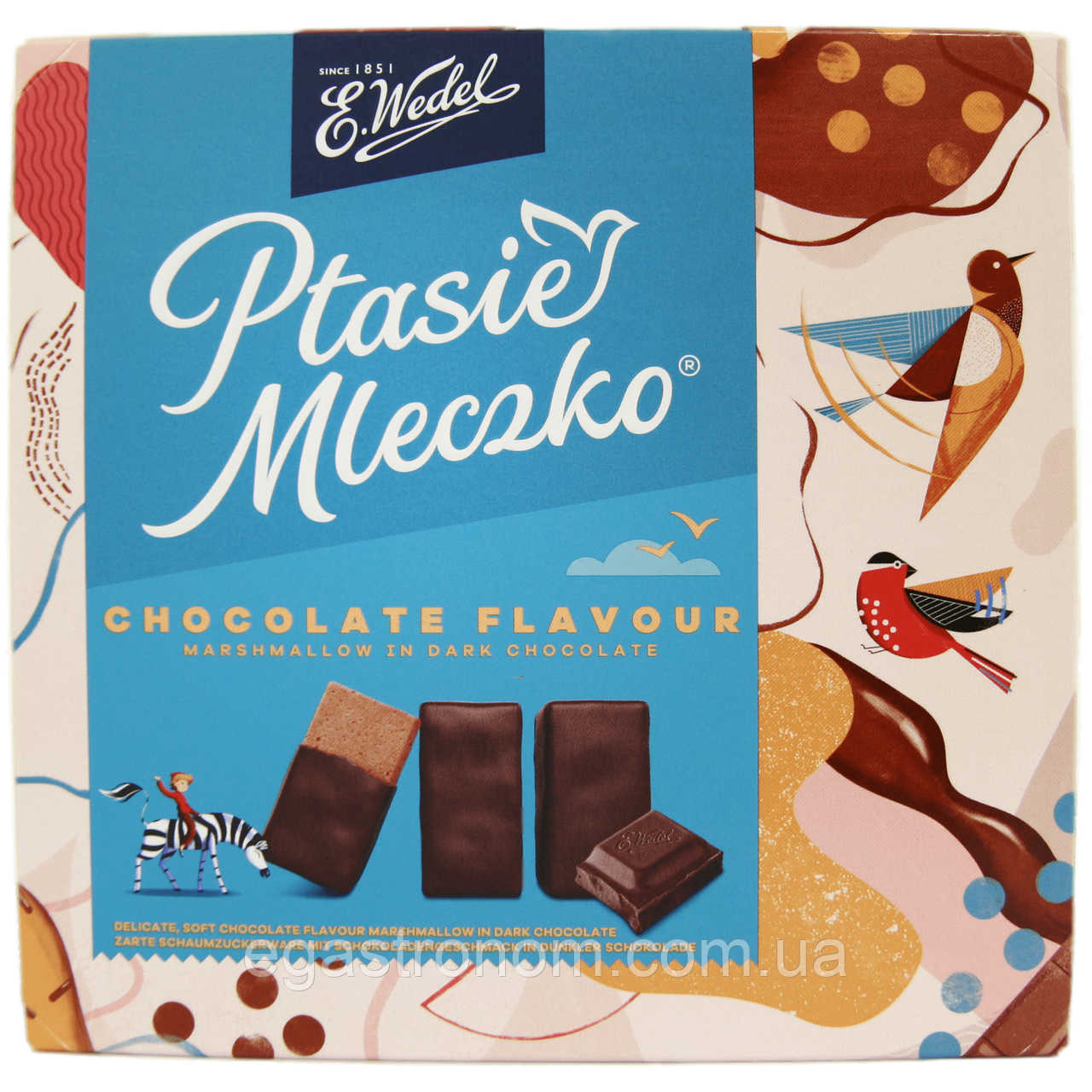Цукерки пташине молоко чорний шоколад Е. Ведель E. Wedel chocolate flavour 340g 18шт/ящ (Код: 00-00015092), фото 1