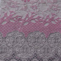 Велсофт двухсторонний рельефный розовый в розовые цветы, серый 1ст. купон, ш.200 (23237.007)