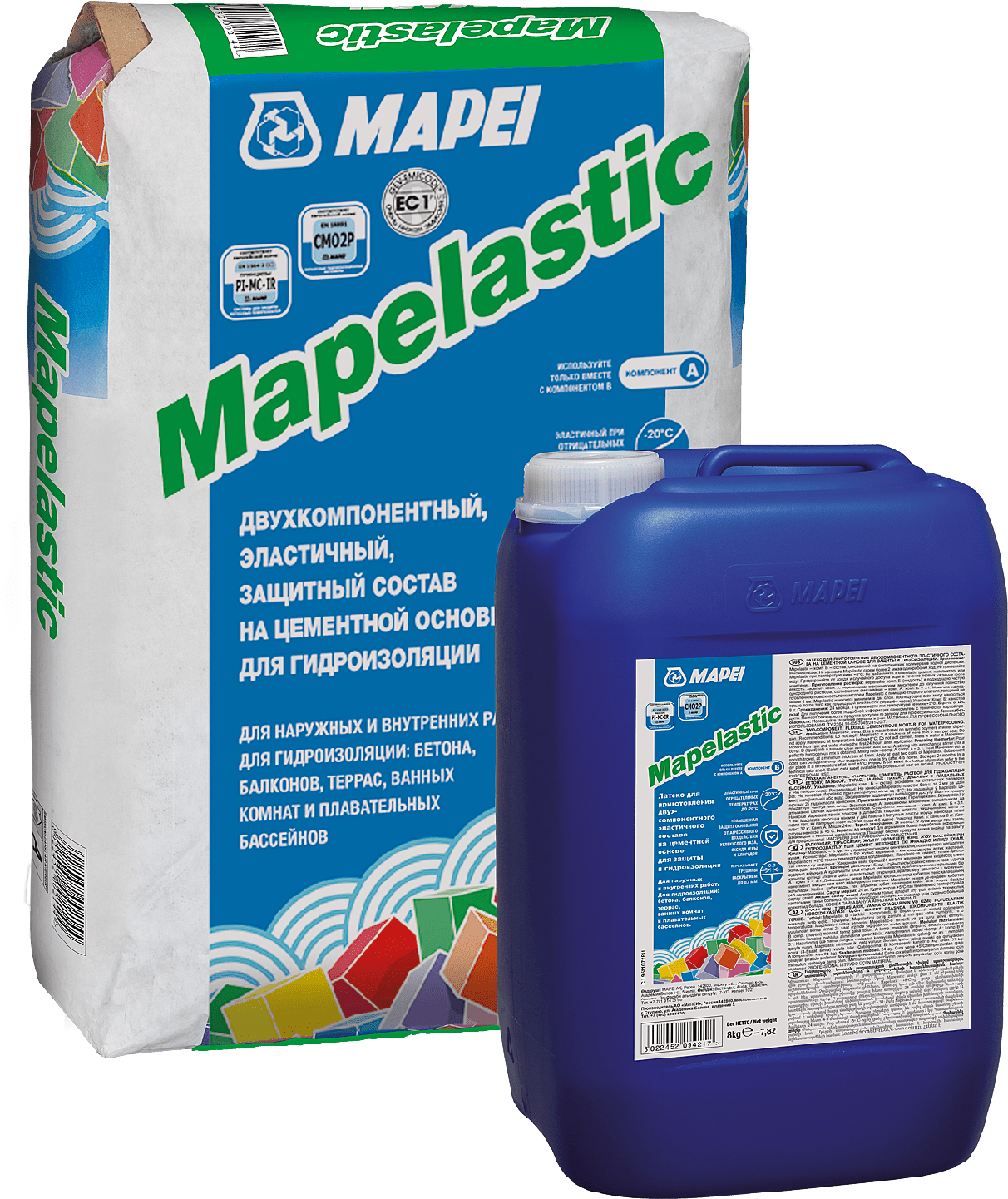 Двокомпонентна гідроізоляція Mapei Mapelastic A+B 32кг