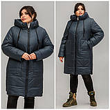 Жіноче демісезонне пальто Варшава димчата троянда, розміри 54-62, фото 7