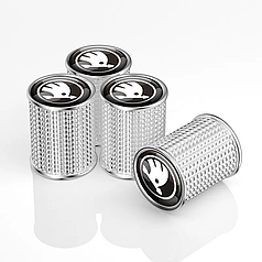 Ковпачки на ніпель захисні для Шкоду Alitek Lux Silver Skoda (метал), 4 шт.