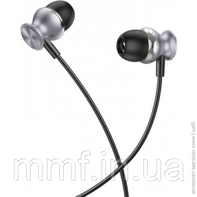 Навушники HOCO M106 Fountain metal universal earphones with microphone / metal gray