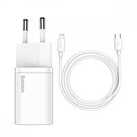 СЗУ Home Charger | 20W | 1C | C to Lightning Cable (1m) Baseus (TZCCSUP-B) Super Si Quick Charger White от