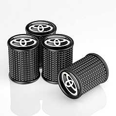 Ковпачки на ніпель для Toyota Alitek Lux Black Тойота, метал (4 шт.)