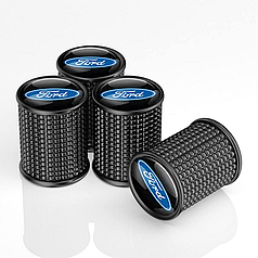 Ковпачки на ніпель для Ford Alitek Lux Black Форд, метал (4 шт.)