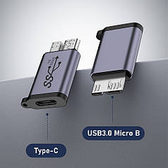 Перехідник адаптер Micro USB 3.1 Type B Male — USB Type-C Female, метал