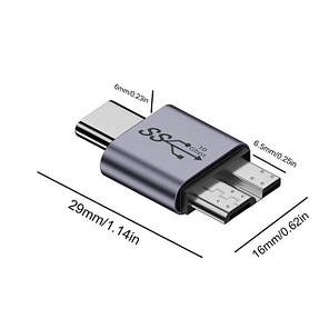 Адаптер перехідник Micro USB 3.1 Type B — USB Type-C (M/M), метал, фото 4