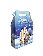 Новорічна упаковка на цукерки до 700 г На снігу Миколай дім