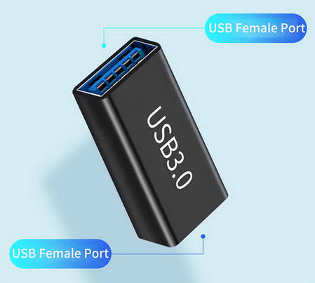 Перехідник адаптер Alitek USB 3.0 — USB 3.0 F/F (метал), фото 1