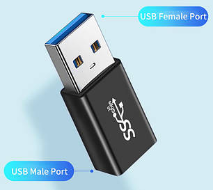 Перехідник адаптер Alitek USB 3.0 Female — USB 3.0 Male (метал), фото 1