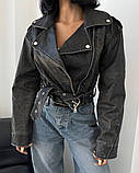 Куртка-косуха жіноча укорочена Вінтаж S, M, L екошкіра, фото 6