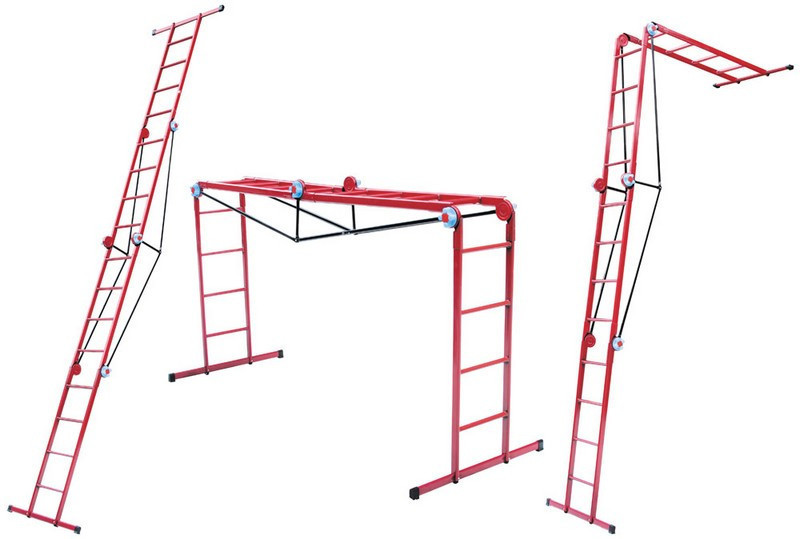 Лестница металлическая трансформер ГОСПОДАР 4х4 ступени h 1310/2330 ...