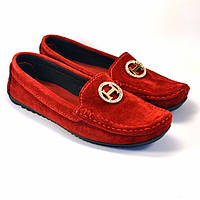 Мокасины красные замшевые женская обувь больших размеров Ornella BS Red by Rosso Avangard цвет "Сольферино"