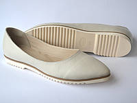 Балетки кожаные женская обувь больших размеров Gracia V Beige by Rosso Avangard цвет бежевый "Кофемилк"
