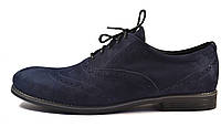 Туфли броги синий нубук мужская Обувь больших размеров 46-50 Rosso Avangard BS Felicete Persona Nub Blu