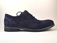 Туфли замшевые синие броги мужская обувь больших размеров Rosso Avangard BS Felicete Uomo Blu Vel
