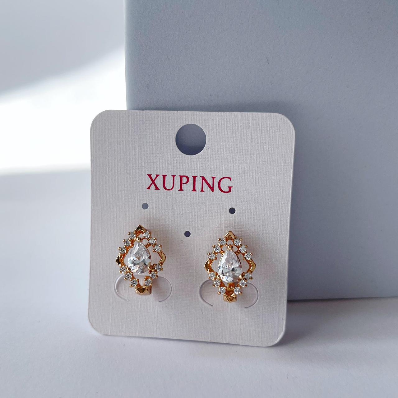 Сережки позолота Конго з камінням Золото 14 мм S15107