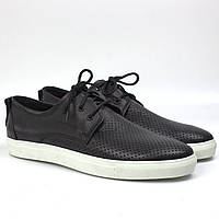 Обувь больших размеров мужская кроссовки кеды летние кожаные черные Rosso Avangard Slipy Black&White Perf BS