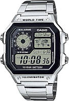 Часы Casio Illuminator AE1200WHD-1A Silver, большой экран, электронные наручные мужские часы с влагозащитой