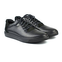 Кроссовки кеды черные кожаные мужская обувь больших размеров Rosso Avangard Lion Sleep Black Leather BS