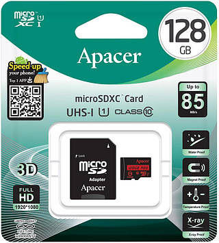Карта пам'яті Apacer microSDXC 128GB UHS-I U1 Class 10 + Adapter (AP128GMCSX10U5-R)