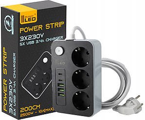 Подовжувач Smartled Strip 2 м розетки 3 шт.
