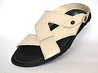 Бежевые сандалии босоножки кожаные мужская обувь больших размеров Rosso Avangard Sandals Beige Flotar BS 31.5,