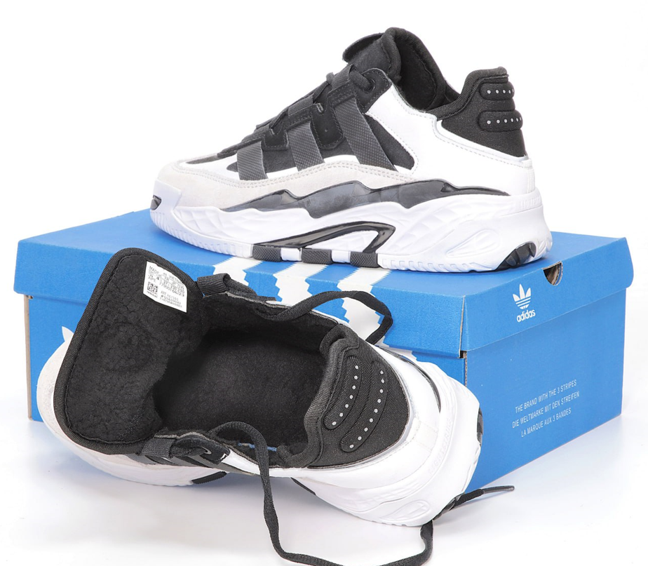 Зимові чоловічі жіночі кросівки Adidas Niteball Winter Fur Black White з хутром взуття зима Адідас Найтбол чорно-білі