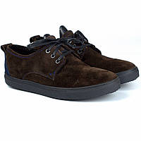 Коричневые кроссовки слипоны замшевые мужская обувь больших размеров Rosso Avangard Slip-On Brown-Blu Vel BS