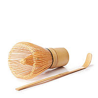 Комплект - Вінчик для Матча (Часен - Бамбук - 76 ворсинок) + Ложечка для матча (Часяку, Бамбук)