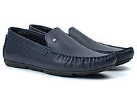 Мокасины мужские кожаные синие стильные обувь больших размеров Rosso Avangard M4 Blu Leather BS