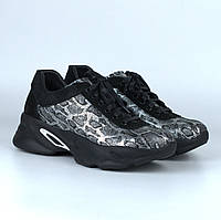 Кроссовки женские леопардовые кожа серебряные обувь больших размеров Rosso Avangard Mozza Leopard GaLeather BS