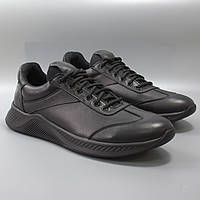 Облегченные кожаные мужские кроссовки черные обувь больших размеров Rosso Avangard DolGa All Black BS