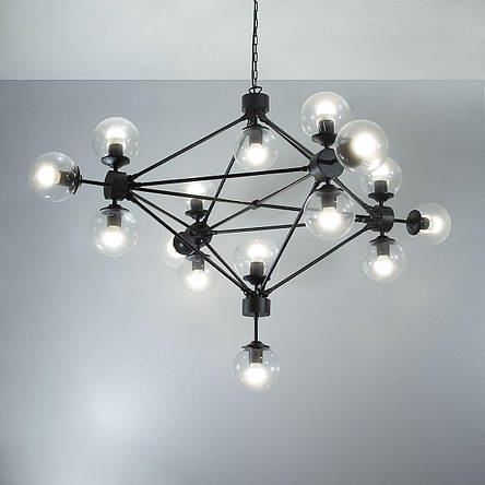 Люстра підвісна на ланцюгу металева коричнева на 15 прозорих плафонів Е27 130х150 см, фото 2