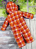 Дитячий зимовий комбінезон суцільний для дівчинки та для хлопчика "Клітинка помаранчева" (розміри 86, 92 та 98 см), фото 3