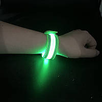 Светодиодный LED браслет. Браслет безопасности. Зеленый
